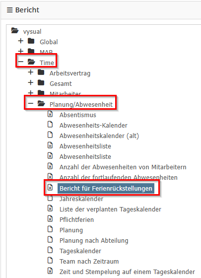 Bericht für Ferienrückstellungen